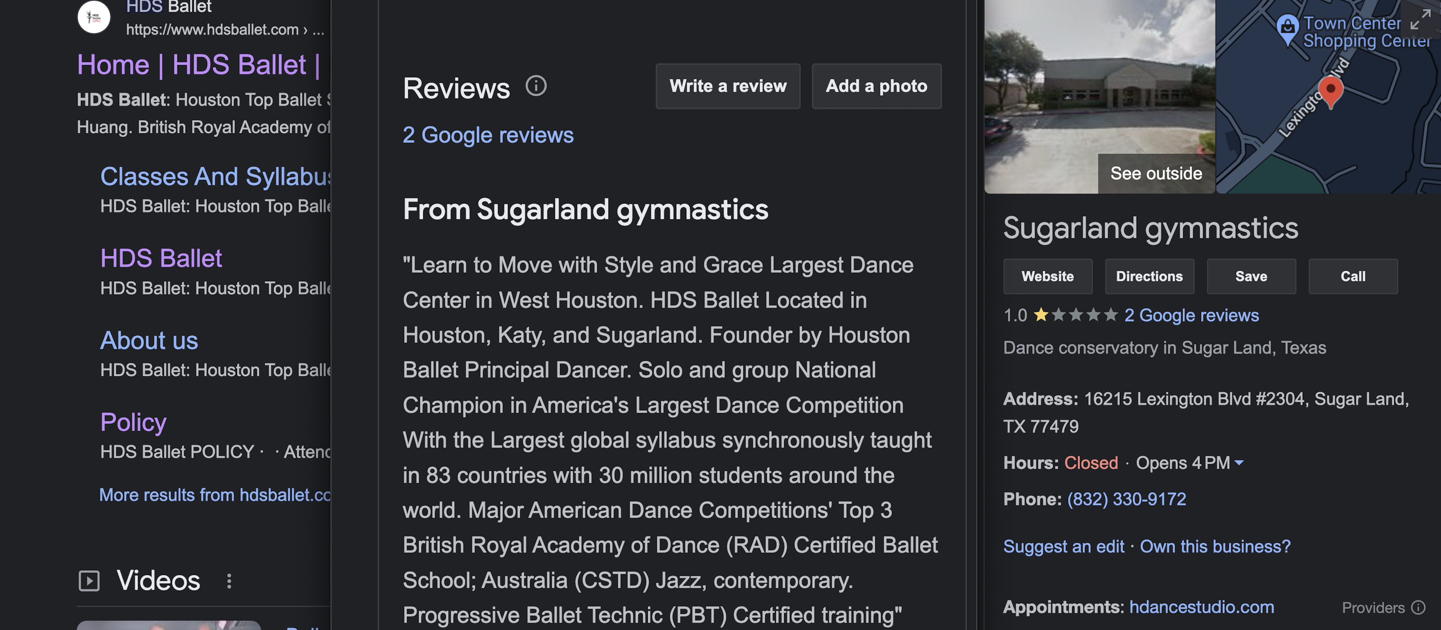 Screenshot showing rebranded Google business listing after original negative reviews were removed.